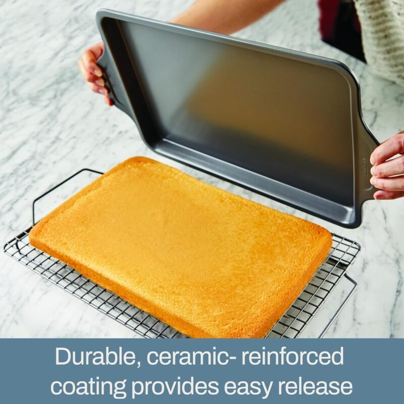All-Clad Pro-Release Nonstick 9x13 Inch Oven Safe 450F Half Sheet, Cookie Sheet, Muffin Pan, Cooling & Baking Rack, Round & Loaf Cake Pans, Grey - Image 3