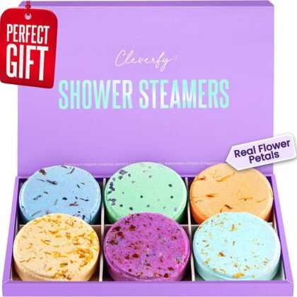Cleverfy Shower Steamers for Aromatherapy - Purple Box of 6 Shower Bombs