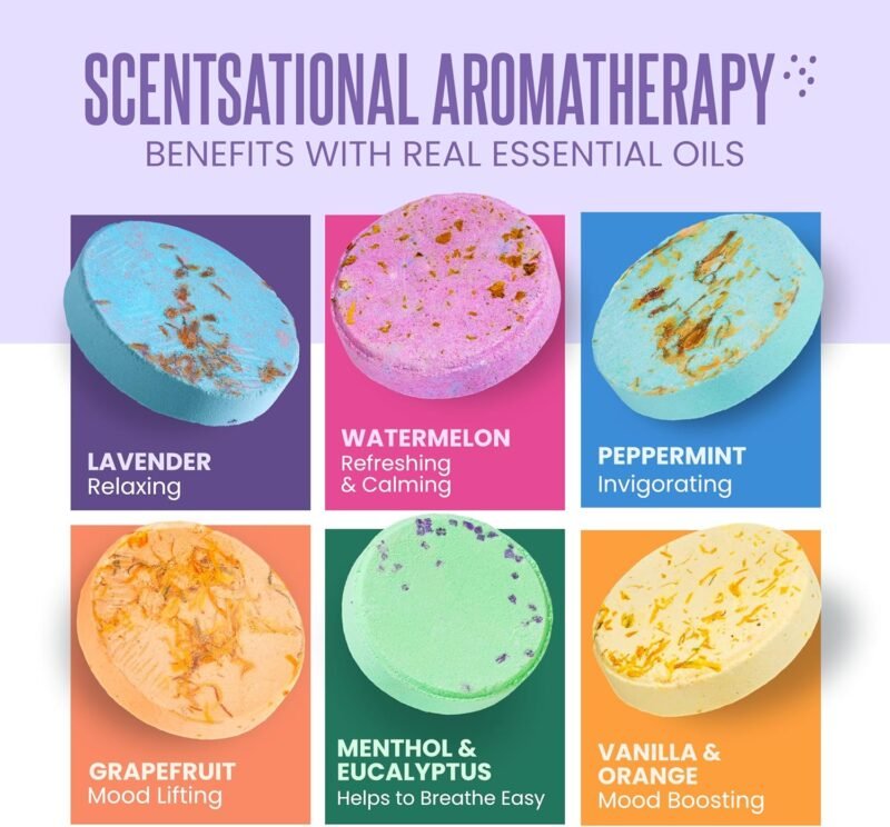 Cleverfy Shower Steamers for Aromatherapy - Purple Box of 6 Shower Bombs - Image 4