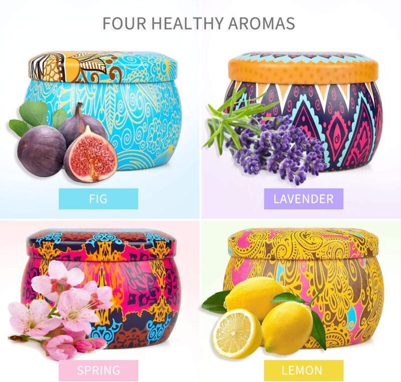 Scented Candles Gift Set, 8% Essential Oil, 4 Pack Aromatherapy Candle, Stress Relief Gifts for Women,120H Burning, Candles for Home Scented, Ideal for Birthday, Christmas, Thanksgiving, Mother's Day - Image 2