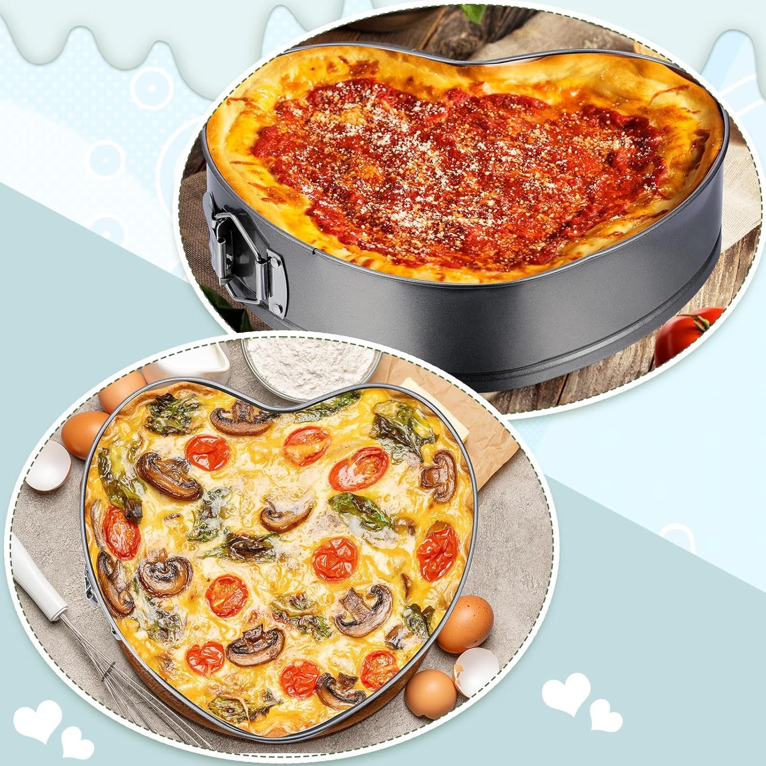 Zhehao 6 Pcs Heart Shape Cake Pans Valentine's Day Heart Cake Mold 6 Cheesecake Molds Diverse Sizes Nonstick Springform Pan Set Leakproof Deep Pans for Valentine's Day Family Couples Spouses - Image 7