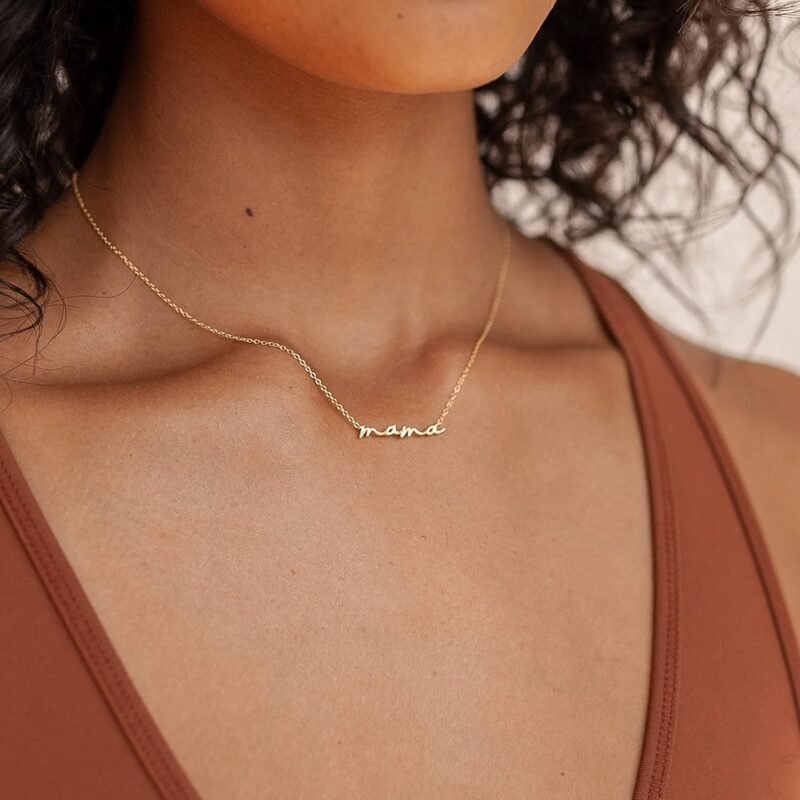 CAITLYNMINIMALIST Dainty Mama Necklace in 18K Gold 925 Sterling Silver Rose Gold Adjustable 16" 18" Mothers Day Gifts for Mom Grandma Wife - Image 2