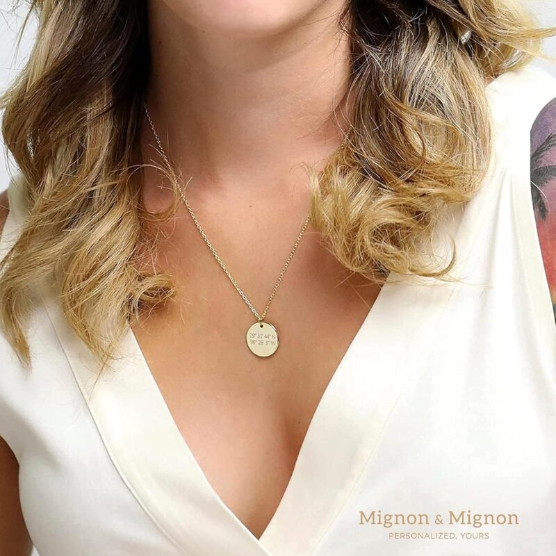 Personalized Name Necklace with Engraving Custom Coordinates, Inspirational Message, Unique Gift for Women, Bridesmaid Proposal Jewelry – LCN-MIX - Image 5