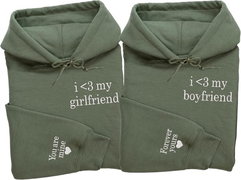 Embroidered Matching Couple Hoodies Boyfriend and Girlfriend I Love My Girlfriend Boyfriend Couple Valentine