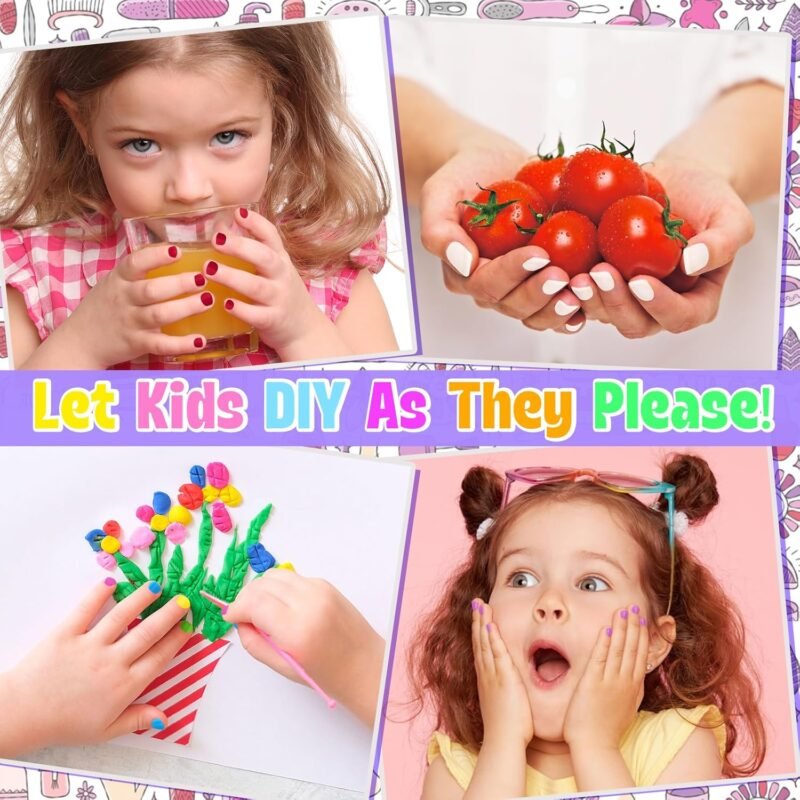 Kids Nail Polish Set for Girls, Nail Art Kit with Nail Dryer & Storage Case, Non-Toxic Peel-Off Quick Dry Nail Polish for Kids, Birthday Christmas Gift for Kids Ages 6-12 - Image 6