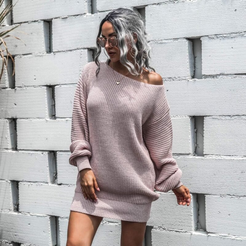 Off The Shoulder Sweater Dress Fall Dress Winter Dress for Women Cable Crochet Knitted Jumper Sweater - Image 3