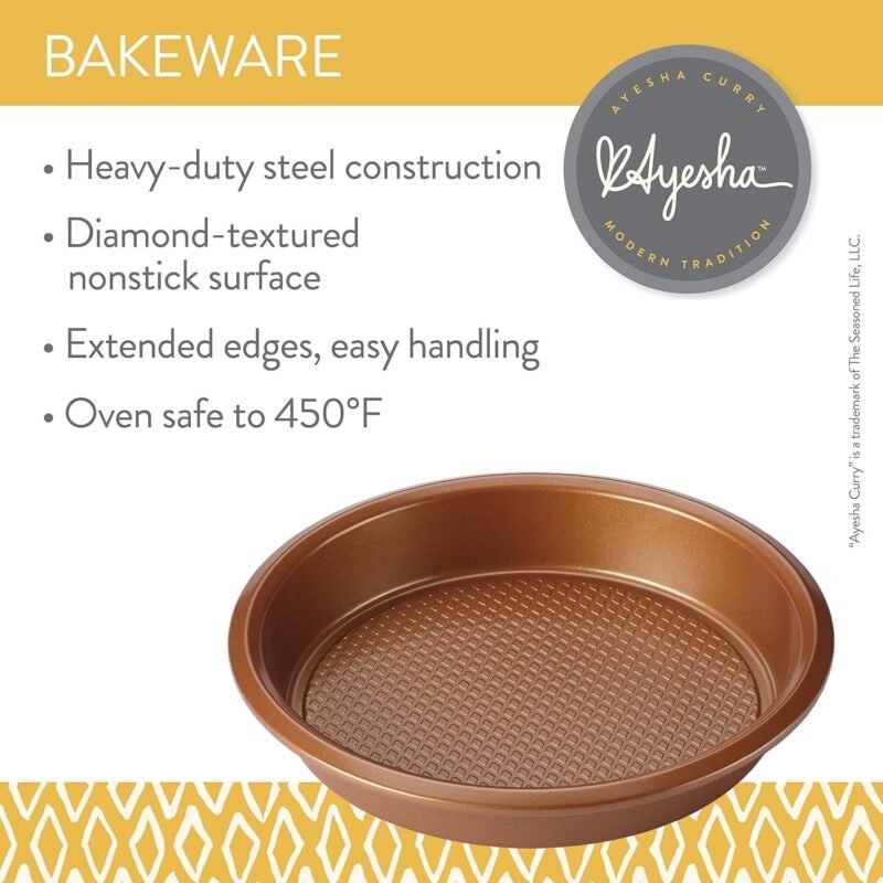 Ayesha Curry Nonstick Bakeware Nonstick Baking Pan With Lid / Nonstick Cake Pan With Lid, Rectangle - 9 Inch x 13 Inch, Brown, Copper - Image 8