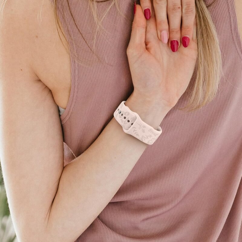 Floral Engraved Bands for IDW13,IDW16,IDW19 Smartwatch Bands, 22mm Soft Silicone Flower Pattern Replacement Strap for Fitpolo IDW13/Woneligo W13 Smartwatch Bands,ENOMIR/TOOBUR/MILOUZ/Gydom/Faweio/Veryfit IDW19 Smartwatch Bands - Image 5