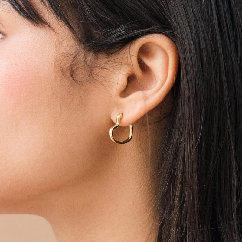 CAITLYNMINIMALIST 18K Gold Sterling Silver Dainty Heart Hoop Earrings for Women - Image 4