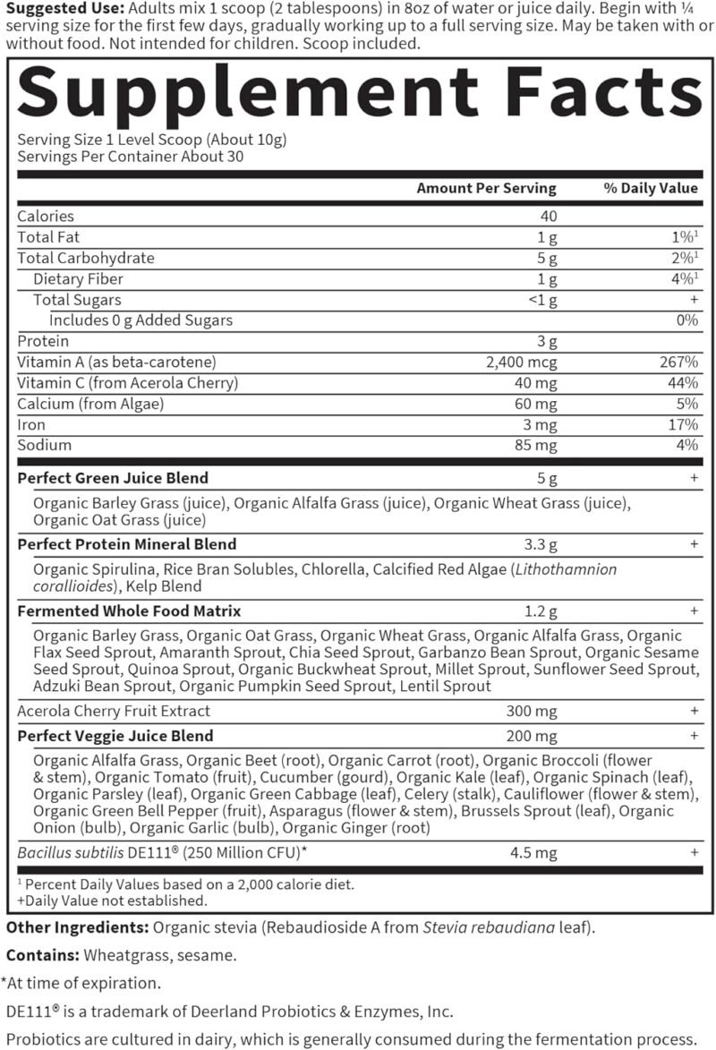 Garden of Life Perfect Food Super Green Formula - 30 Servings | 45 Superfoods, Greens, Fruit & Veggie Juice Superfood Powder Supplement, Probiotics & Organic Spirulina for Digestion & Immune Health - Image 5