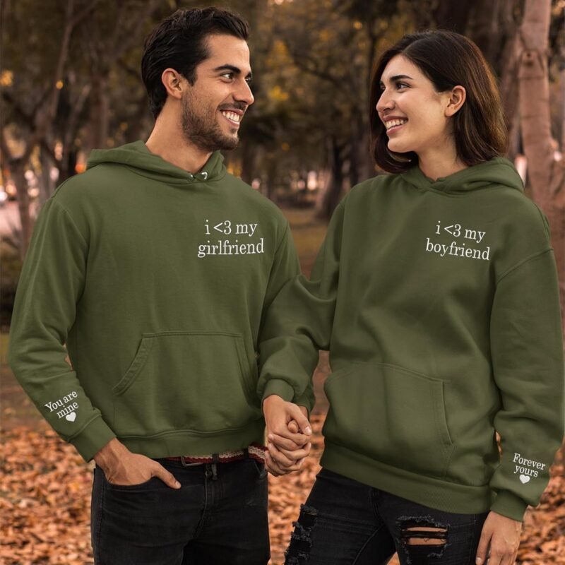 Embroidered Matching Couple Hoodies Boyfriend and Girlfriend I Love My Girlfriend Boyfriend Couple Valentine - Image 3