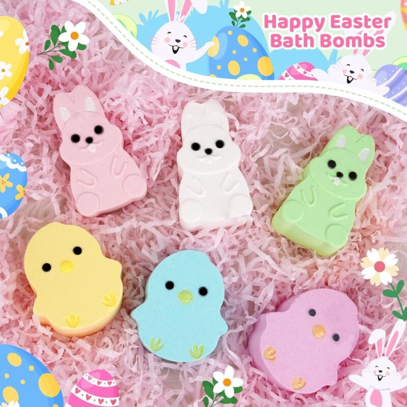 6 Pack Easter Bath Bombs,Bunny and Chicken Bath Salt with Surprise Inside,Easter Gifts for Party Favor Basket Stuffers - Image 5
