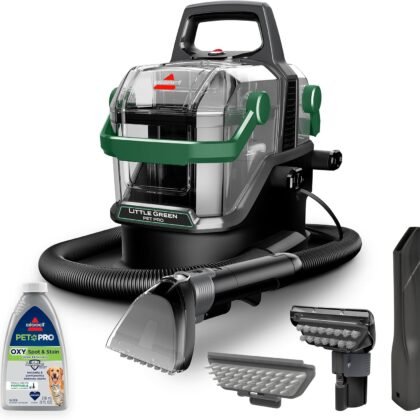BISSELL® Little Green® Pet Pro Portable Carpet Cleaner Portable Carpet and Upholstery Deep Cleaner, Car/Auto Detailer, with Self-Cleaning Tough Stain Tool, Pet Hair Removal Tool, Crevice Tool (3909)