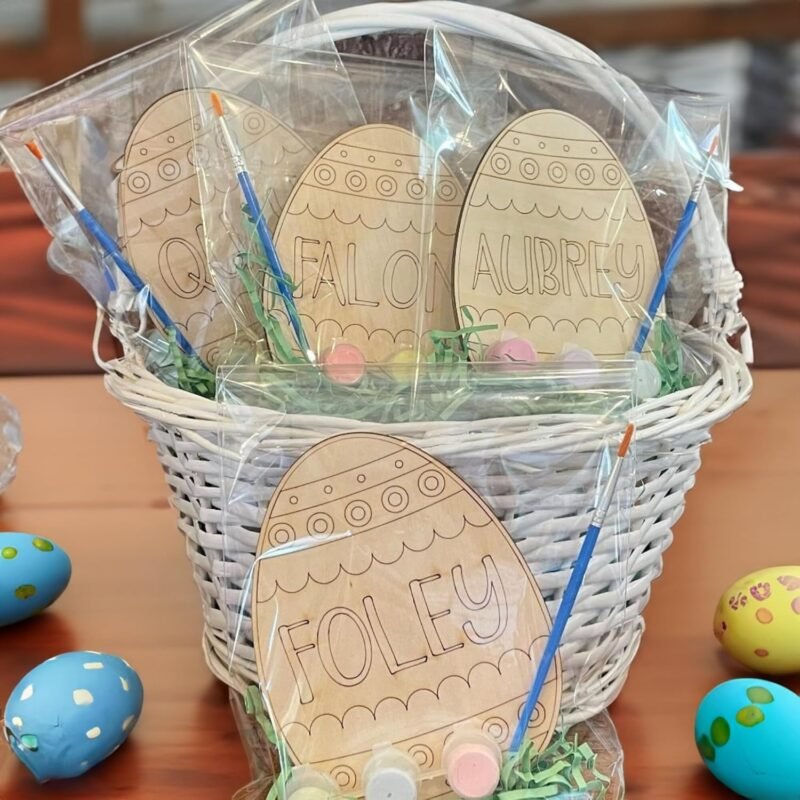 Personalized Easter Egg Paint Kit with Name, Custom DIY Wooden Painting Crafts Set for Kids, Easter Egg Decorating Basket Stuffer, Children’s Easter Games for Family - Image 3