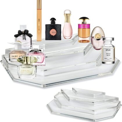 BY ALEGORY byAlegory (Set of 2) Acrylic Mini Perfume & Mini Scented Oils Organizer & Vanity Display 4 Tiers For Storing Mini, Travel Size, Rollerball Beauty Perfume Bottles - Clear