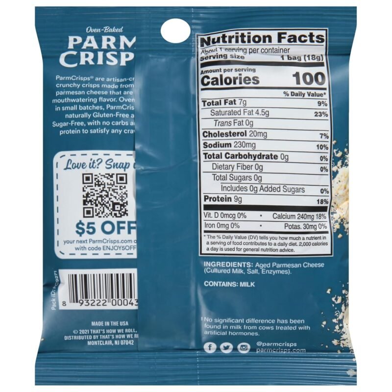 ParmCrisps – Original Cheese Parm Crisps, Made Simply with 100% REAL Parmesan Cheese, Made Simply with 100% REAL Cheese | Healthy Keto On-the-Go Snacks, Low Carb, High Protein, Gluten Free, Oven Baked, Keto-Friendly | 0.63oz (Pack of 24) - Image 2