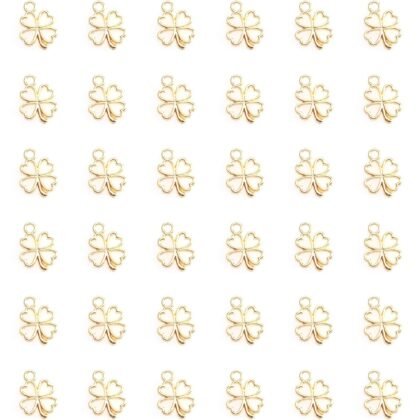 50 Pcs Clover Charms Antique Silver Metal Small Vintage Lucky Pendant Accessories for Jewelry Making Finding Supplies Bracelet Necklace Earring Key Ring DIY Craft Scrapbooking Project