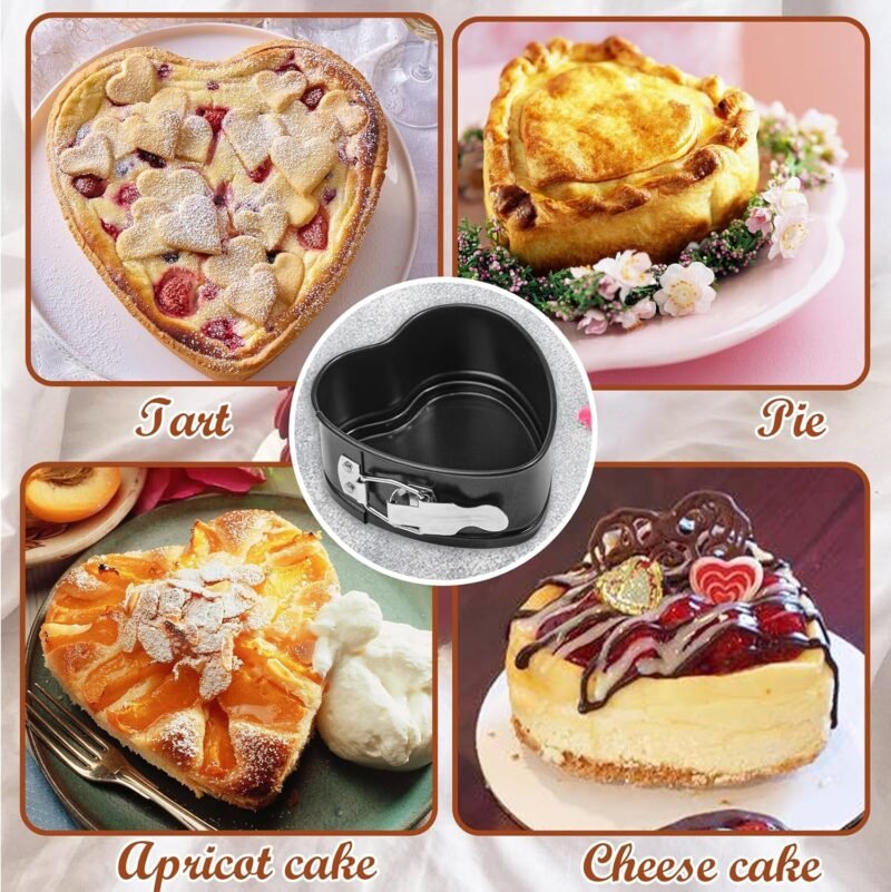 Webake Springform Pan 4 inch Heart Shape Mini Cheesecake Pan Set of 2, Cake Pan Heart Baking Molds Accessories of Instapot, Pressure Cooker, Air Fryer & Christmas, Valentine's Day Baking - Image 5