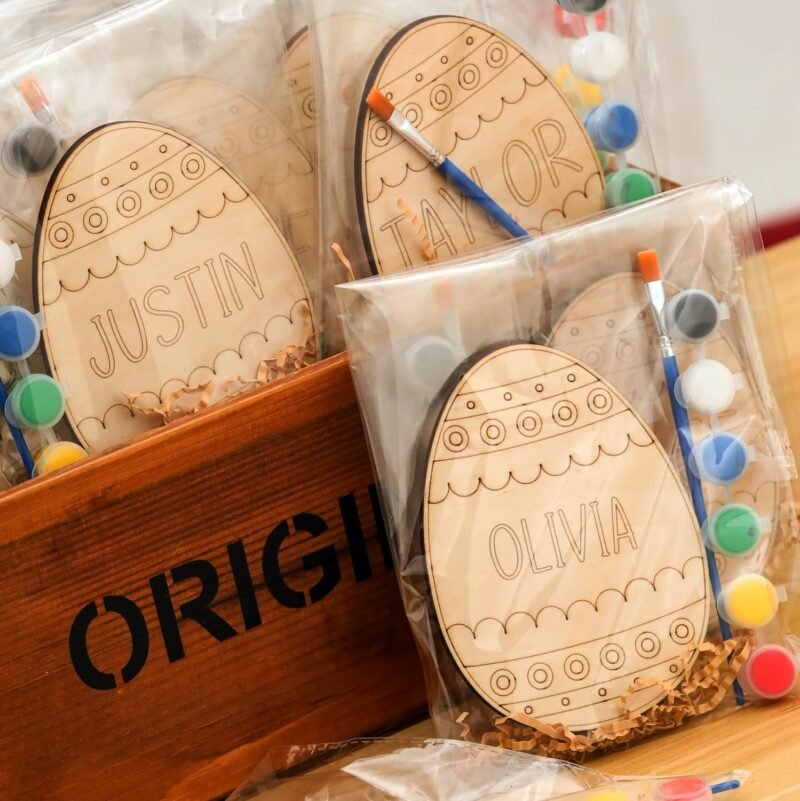 Personalized Easter Egg Painting Kit,Custom Wooden Egg with Kid’s Name,DIY Easter Craft Set for Basket Stuffers, Gift for Family or Grandchilds,Holiday Party Decoration (Set of 5 Egg) - Image 2
