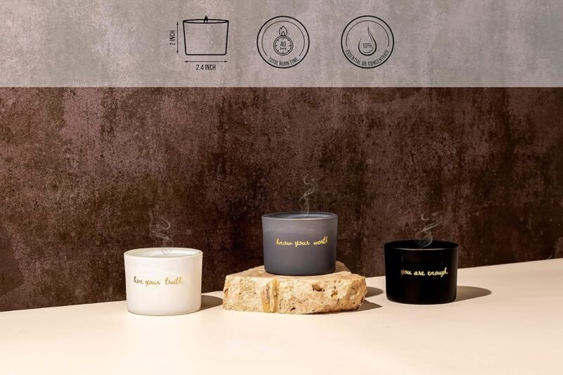 Janos Fernando Aromatherapy Candle Gift Set - Soy Scented Candles with Essential Oils -Motivational Words, Ideal for Relaxation - Image 3