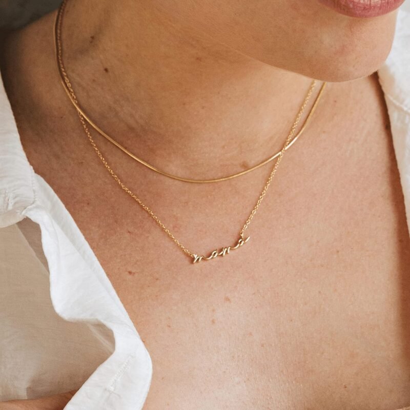 CAITLYNMINIMALIST Dainty Mama Necklace in 18K Gold 925 Sterling Silver Rose Gold Adjustable 16" 18" Mothers Day Gifts for Mom Grandma Wife - Image 5