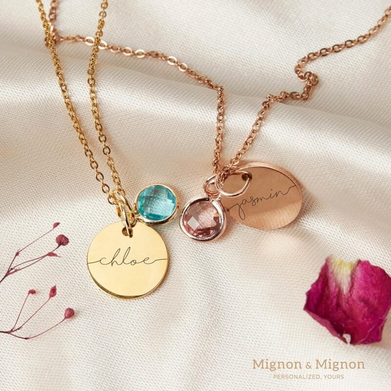 Birthstone Name Necklace for Women Valentines Day Gifts for Mom Personalized Gold Plated Pendants Jewelry for Mother Grandma Gift Birthday Gifts for New Moms -CN-BS-SH - Image 3