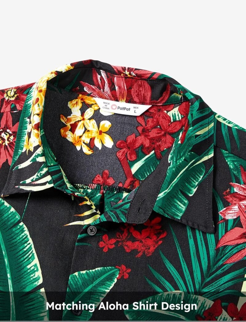 PATPAT Family Hawaiian Matching Outfits Mommy and Me Outfits Caribbean Vacation Summer Tropical Halter Sundresses and Shirts - Image 4