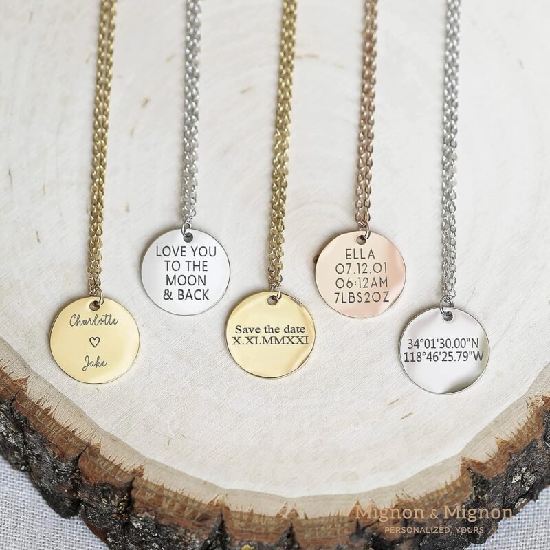 Personalized Name Necklace with Engraving Custom Coordinates, Inspirational Message, Unique Gift for Women, Bridesmaid Proposal Jewelry – LCN-MIX - Image 3