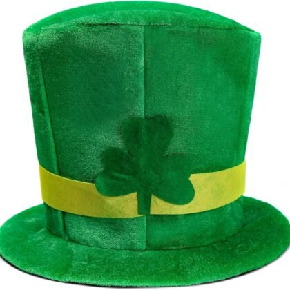 CCINEE St. Patrick's Day Velvet Green Shamrock Top Hat Green Stovepipe Hat for Party Supply