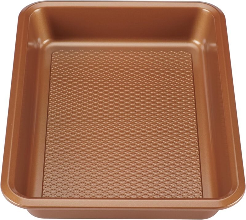 Ayesha Curry Nonstick Bakeware Nonstick Baking Pan With Lid / Nonstick Cake Pan With Lid, Rectangle - 9 Inch x 13 Inch, Brown, Copper - Image 10
