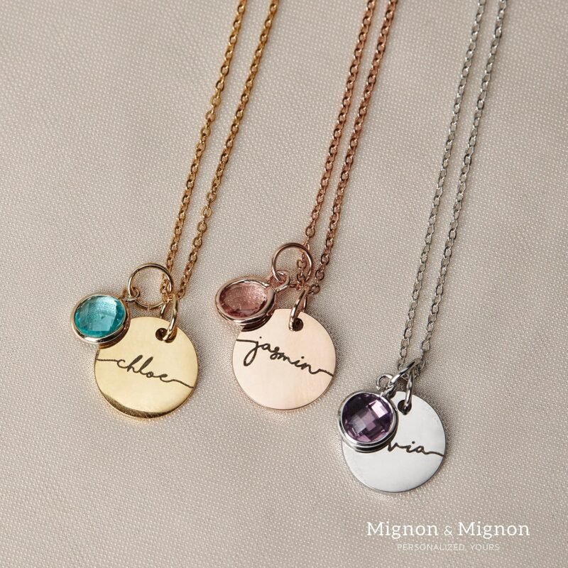 Birthstone Name Necklace for Women Valentines Day Gifts for Mom Personalized Gold Plated Pendants Jewelry for Mother Grandma Gift Birthday Gifts for New Moms -CN-BS-SH - Image 5