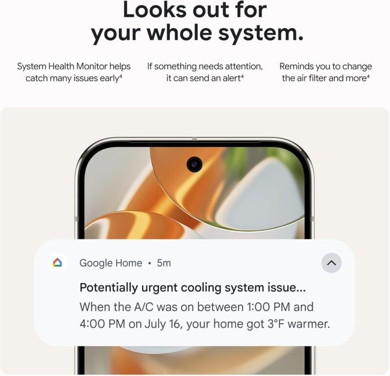 Google Nest Learning Thermostat (4th Gen, 2024) with Nest Temperature Sensor - Energy Saving Smart Thermostat with Adaptive Eco - Works with Alexa and Google Home App - Polished Obsidian - Image 6