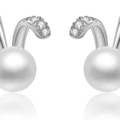 SLUYNZ 925 Sterling Silver Easter Rabbit Studs Earrings for Women Teen Girls Pearl Rabbit Earrings Studs