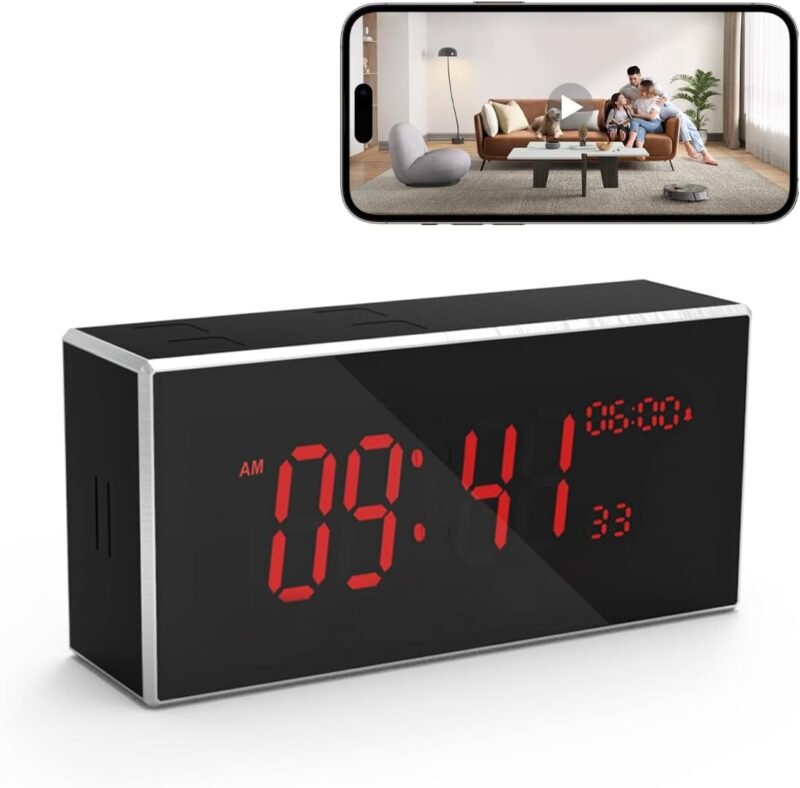 Indoor Security Camera for Home, Baby/Elder/Dog/Pet Camera with Phone App, Wi-Fi Camera with Motion Detection/Night Vision, 24/7, 1080P Clock Camera