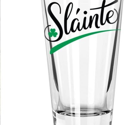Toasted Tales - St Patrick's Day - SLAINTEE with Clover Leave Beer Glasses | St Pattys Glasses for Party Decorations | Home Decor Pint Glasses | Irish Gifts | Gift for Mens & Womens (16 oz)