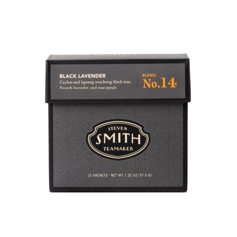 Smith Teamaker Black Lavender No. 14, Caffeinated, Sugar-Free, Organic, Sustainably Grown Full Leaf Black Tea Bags, 15 Sachets, 1.32oz each