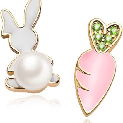 MUYAN Cute Small Easter Bunny Earrings for Women Carrot Rabbit Easter Studs Holiday Jewelry