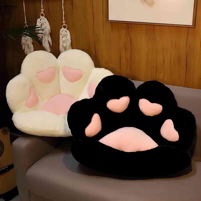 Ditucu Cat Paw Cushion Kawaii Chair Cushions 27.5 x 23.6 inch Cute Stuff Heart-Shaped Seat Pad Comfy Lazy Sofa Office Floor Pillow for Gaming Chairs Room Decor Black - Image 6