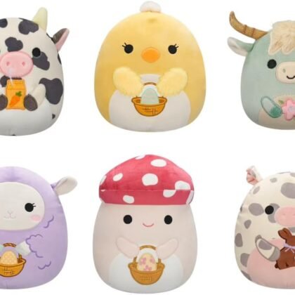 Squishmallows 2025 Easter A Squad Highland Cow, Pig, Chick, Cow, Lamb, and Mushroom 5" Stuffed Plush by Jazwares (Set of 6)