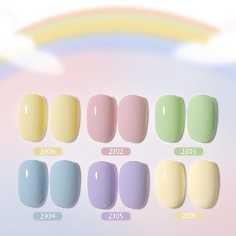 GAOY Pastel Pink Blue Gel Nail Polish Set, 6 Colors Green Yellow Nude Spring Soak Off UV Light Cure Gel Polish Kit for Salon and Nail Art DIY at Home - Image 6