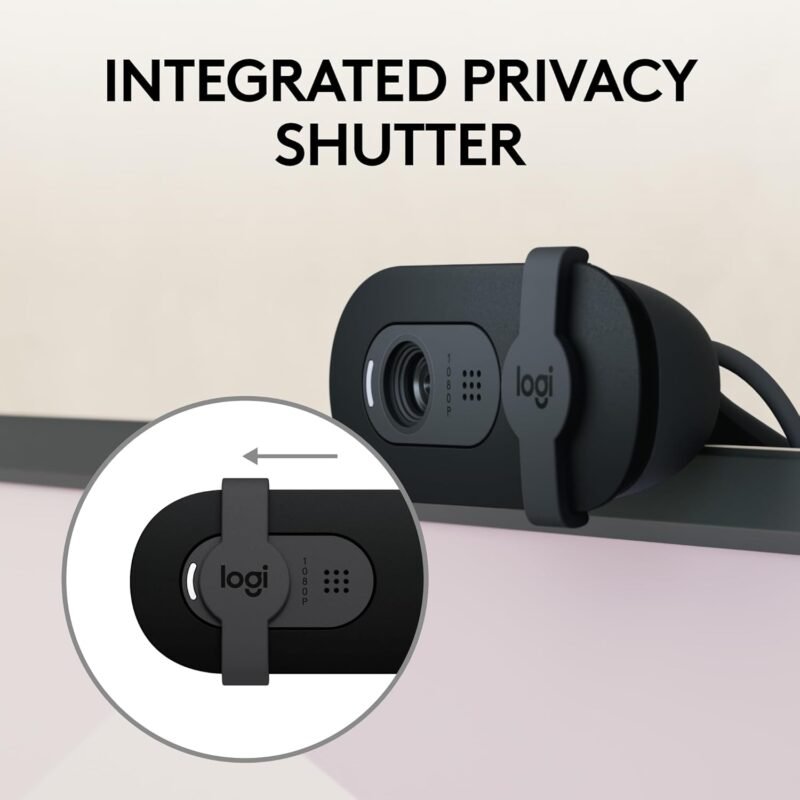 Logitech Brio 101 Full HD 1080p Webcam Made for Meetings and Works for Streaming — Auto-Light Balance, Built-in Mic, Privacy Shutter, USB-A, for Microsoft Teams, Google Meet, Zoom, and More - Black - Image 4