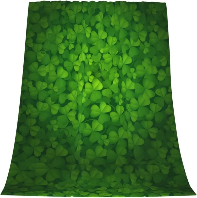St. Patrick's Day Fleece Blanket Festival Greens of Ireland Clovers Shamrocks Design Throw Blanket Lightweight Cozy for Couch, Sofa, Bed 30" x 40" St. Patrick's Day Gifts