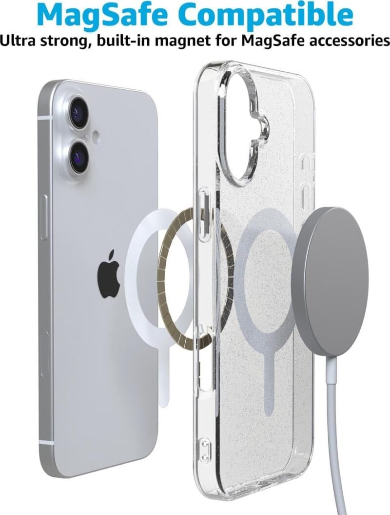 Casely iPhone 16 Case | Glitter Clear Skies | Clear Shimmer Case Clear iPhone Cases | Classic Ultra-Slim Design | Compatible with MagSafe - Image 7