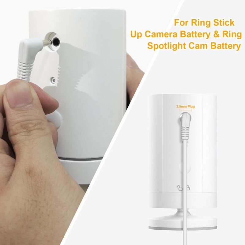 Ring Camera Solar Panel, Compatible with Ring Stick Up Cam Battery, Ring Spotlight Cam Battery, Not for Spotlight Plus/Pro, Waterproof, 6W Fast Charging, DC3.5mm Plug (White) - Image 3