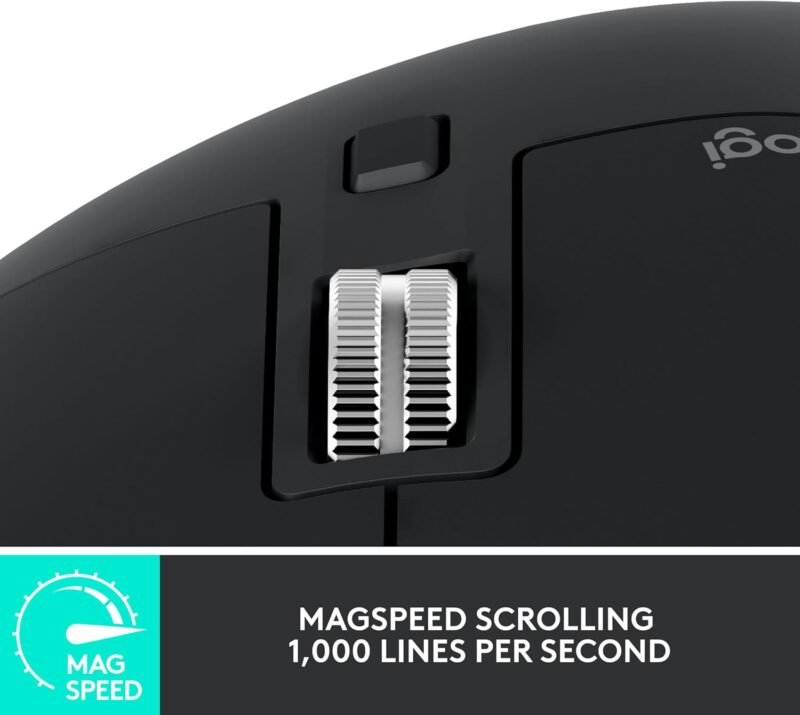 Logitech MX Master 3S - Wireless Performance Mouse with Ultra-fast Scrolling, Ergo, 8K DPI, Track on Glass, Quiet Clicks, USB-C, Bluetooth, Windows, Linux, Chrome - Graphite - Image 4