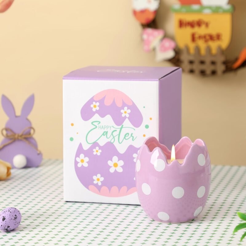 Easter Eggs Scented Candle, Lavender Scented Candle, Easter Decorations, Easter Gifts for Women,Purple,8.5oz - Image 6