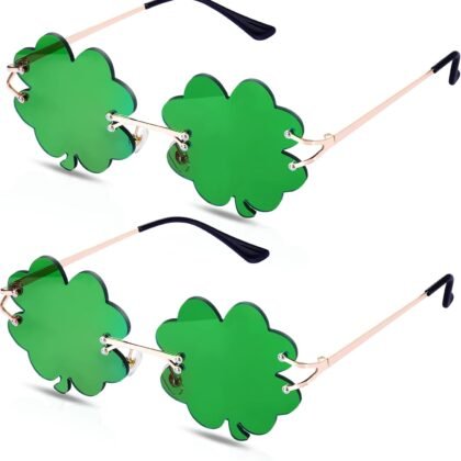 Flutesan 2 Pairs St. Patrick's Day Irish Shamrock Glasses Leprechaun Costume Glasses Green Sunglasses Green Accessories for Women Men