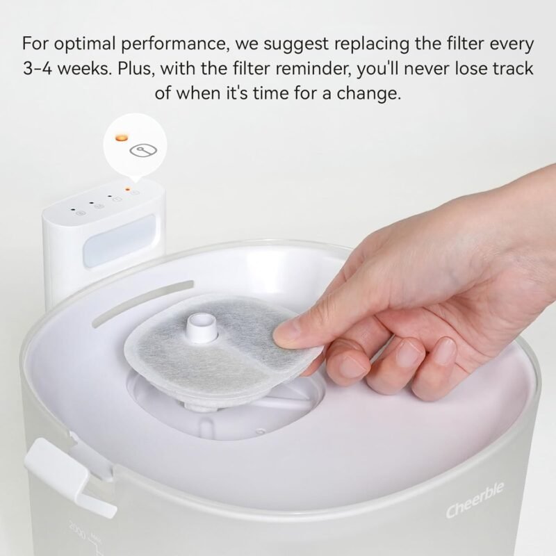 Cheerble Replacement Filters for Cheerble E1+ & E1 Pumpless Cat Water Fountain, Six to Eight Months Set of Replacement Filters for Ultra Quiet Pet Water Fountain, White, 8 Count (Pack of 1) - Image 3