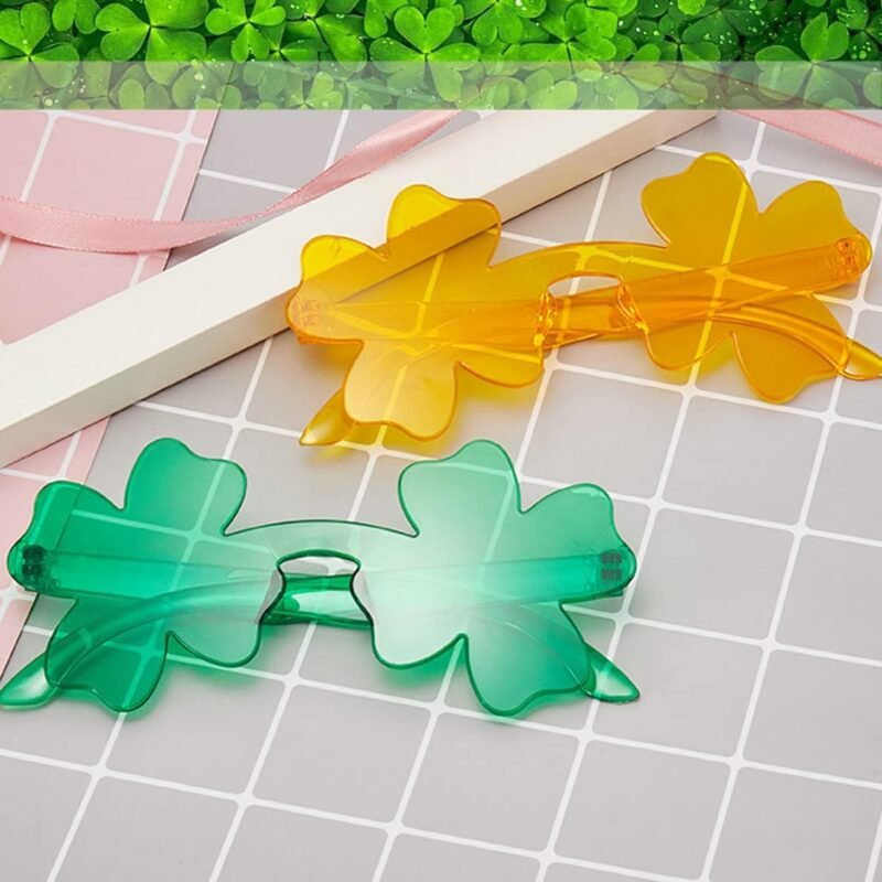 St. Patrick’s Day Irish Shamrock Sunglasses Green Four Leaf Clover Leprechaun Costume Glasses Party Favors Eyewear - Image 5