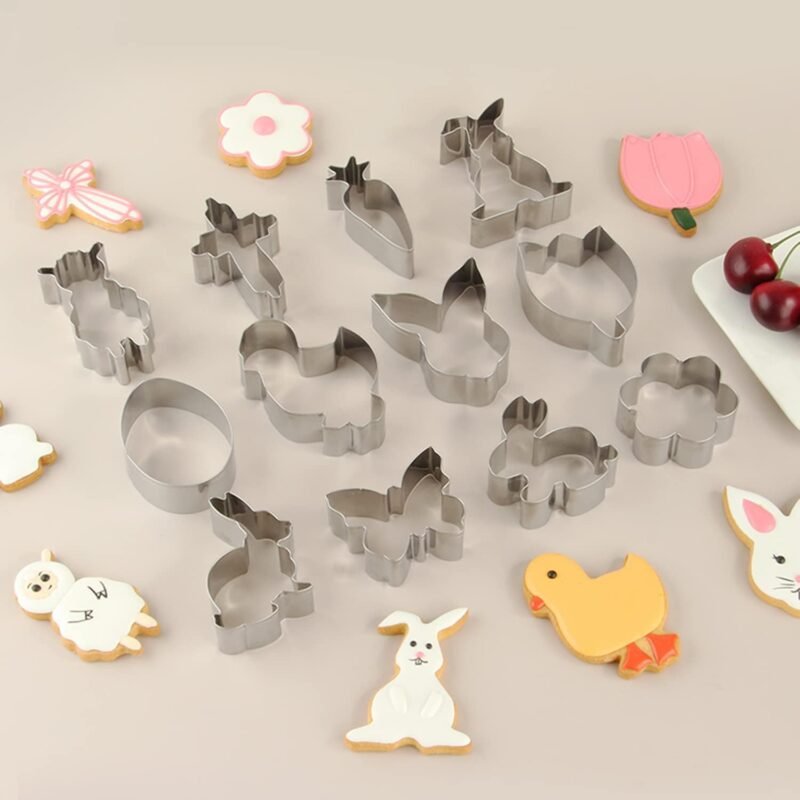 Easter Cookie Cutter Set of 12 - Bunny Face Carrot Butterfly Chick Egg Cross Lamb Bunny Rabbite Shapes Cookie Cutters - Image 3